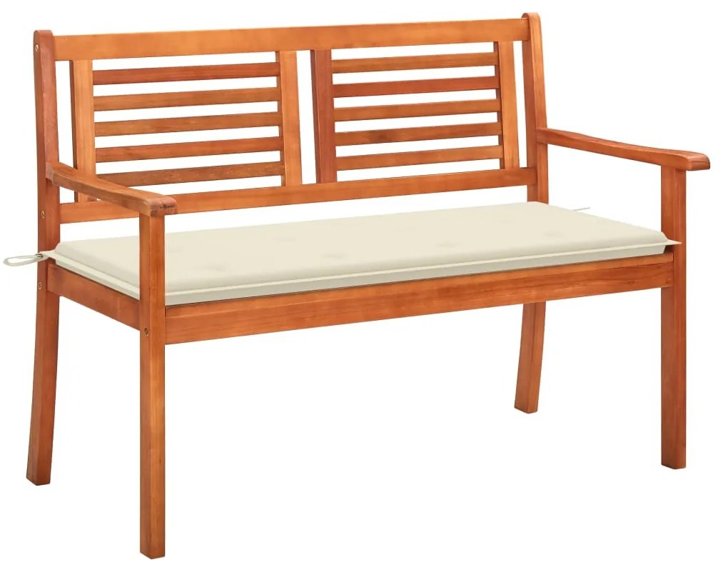 vidaXL Bancă grădină 2 locuri, cu pernă, 120 cm, lemn masiv eucalipt