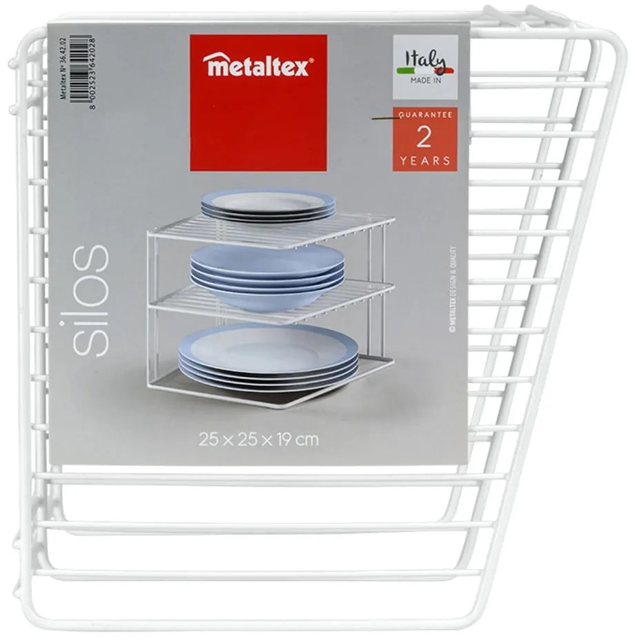 Raft suplimentar alb din oțel 25x25 cm Silos – Metaltex