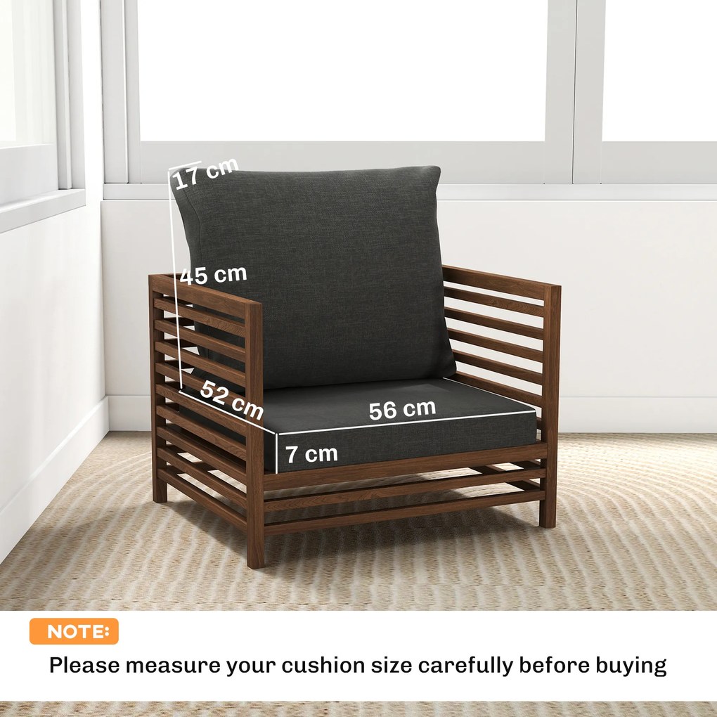 Outsunny Set de 4 perne pentru scaune de exterior, perne de grădină, huse detașabile și lavabile, pentru exterior, gri închis | Aosom Romania