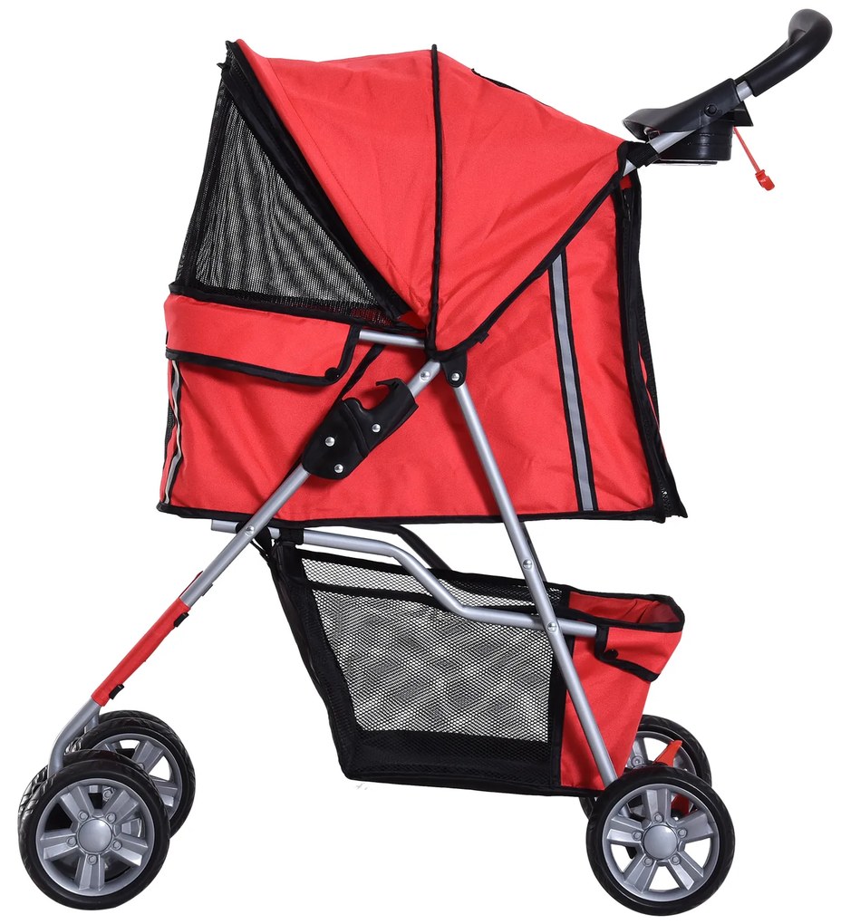 PawHut Cărucior pentru Câini de până la 10 kg, 75x45x97 cm, Roșu | Aosom Romania