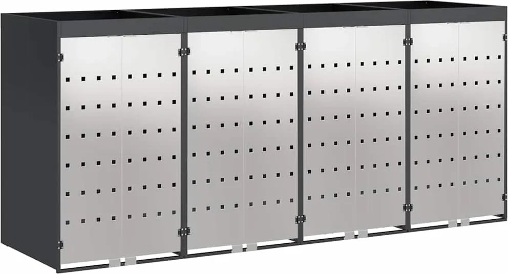 vidaXL Depozitare pentru 3 pubele Wheelie 340 x 77.5 x 115.5 cm Oțel