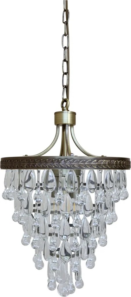 Candelabru din alamă antichizată, cu prisme din sticlă în formă de picătură, Ø35×54 cm, "Versailles"