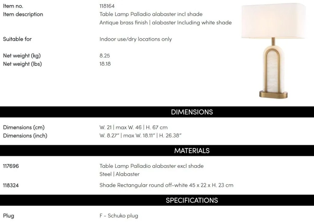Veioza, Lampa de masa design LUX Palladio