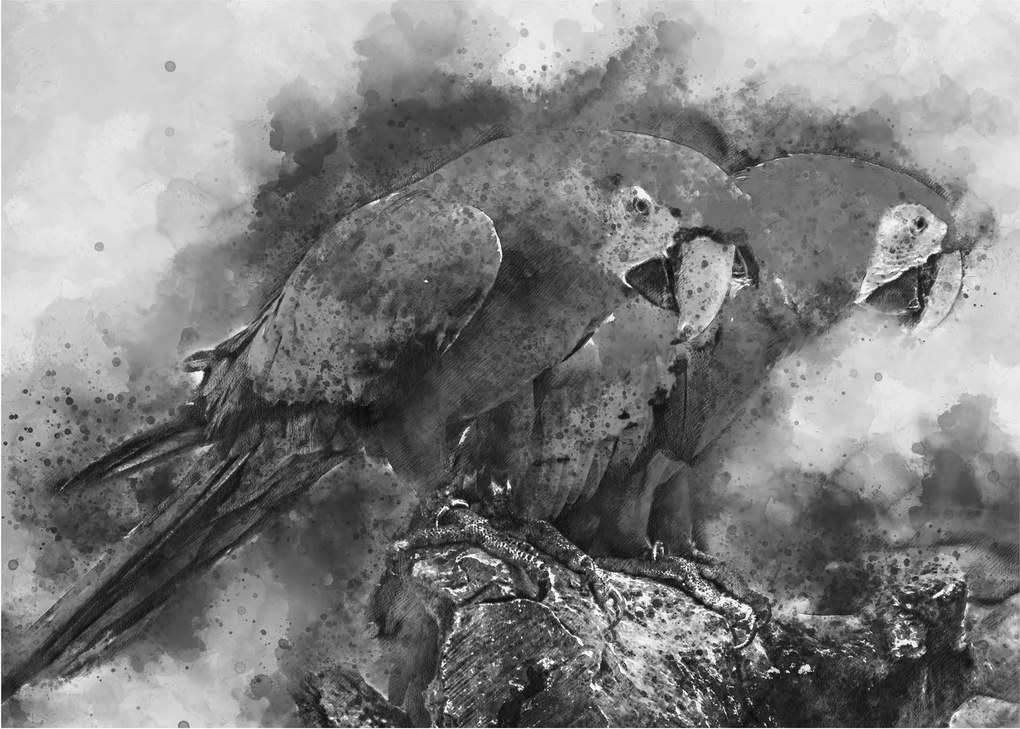 Tablou - Acuarelă papagali (70x50 cm)