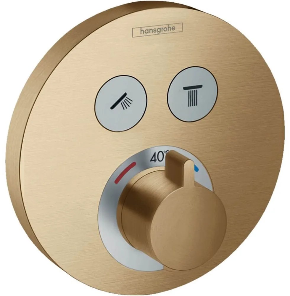Baterie termostatata incastrata pentru 2 consumatori, bronz periat Bronz periat