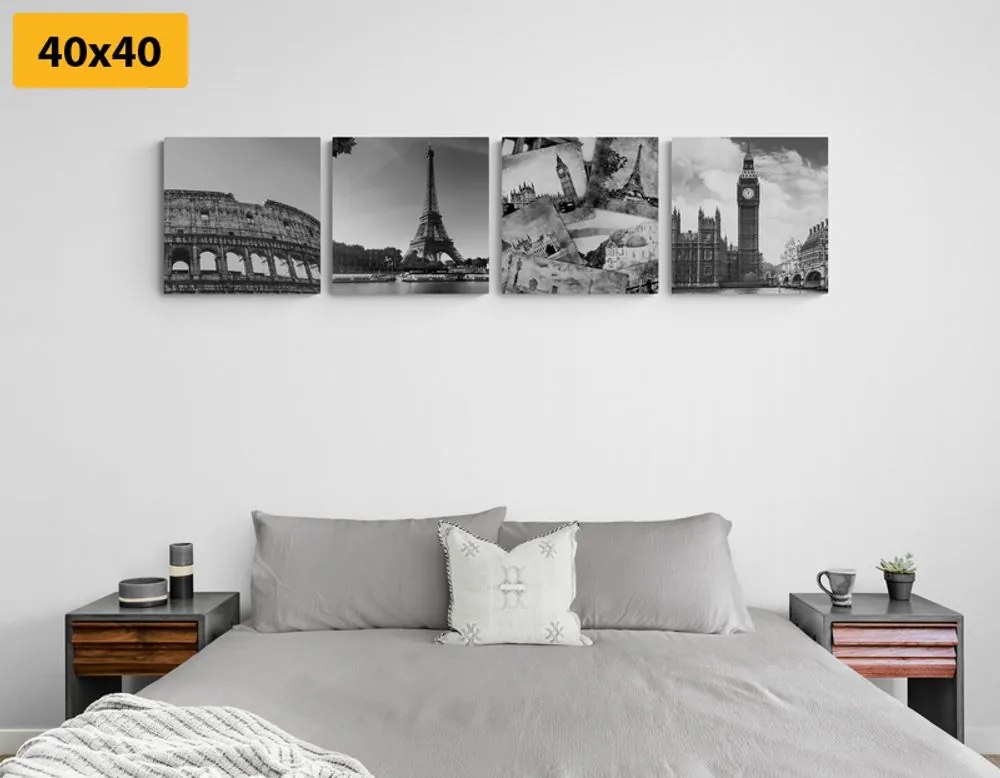 Set tablouri bogăția istorică în design alb-negru
