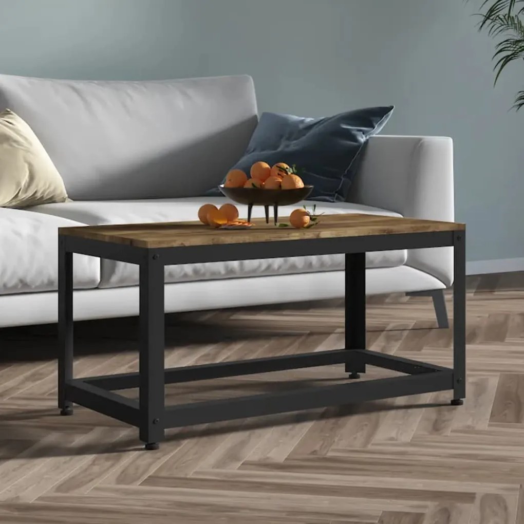 vidaXL Măsuță de cafea, maro închis &amp; negru, 90x45x45 cm, MDF și fier