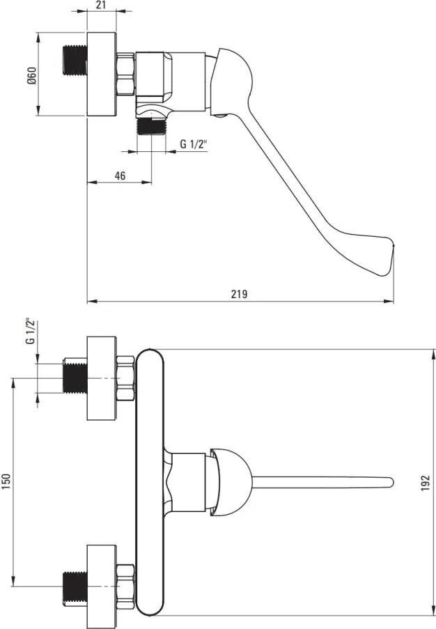ALPINIA - Baterie pentru duș, cu mâner Clinic - nero - BGA_N40C