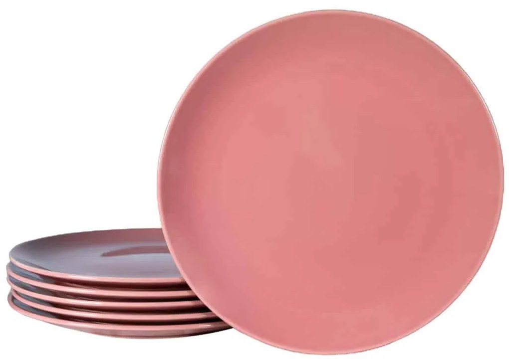 Set 6 farfurii intinse Roz Glossy, 26 cm