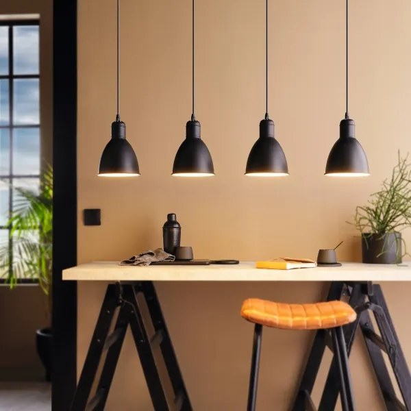Eglo 55244 - Candelabru suspendat pe cablu PRIDDY 4xE27/60W/230V negru