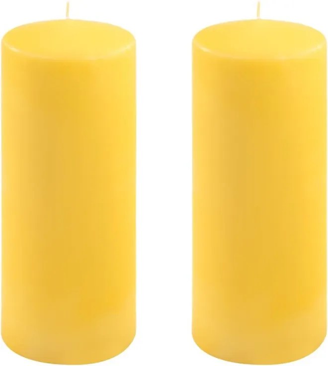 Set de lumânări , 25 cm, Ø 10 cm, galben, 2 buc