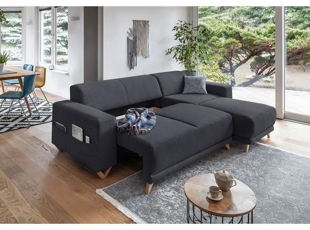 Colțar gri antracit extensibil/cu spațiu de depozitare Classy Sophie – Miuform