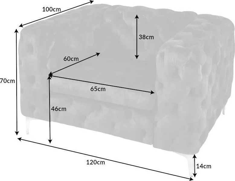 Fotoliu design Chesterfield, Catifea, Gri, MODERN BAROCK