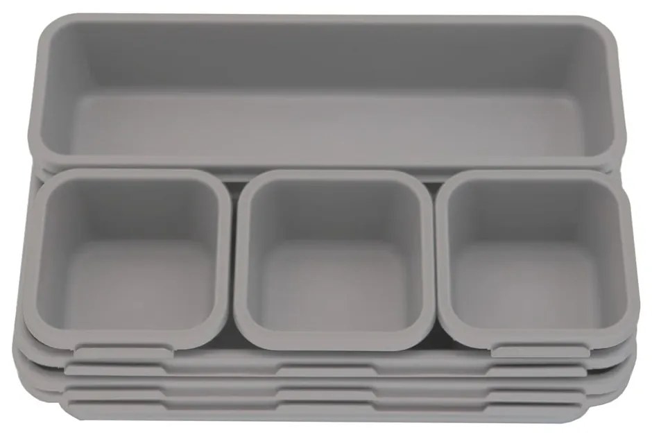 Organizatoare de sertare din plastic gri în set de 8 - Addis