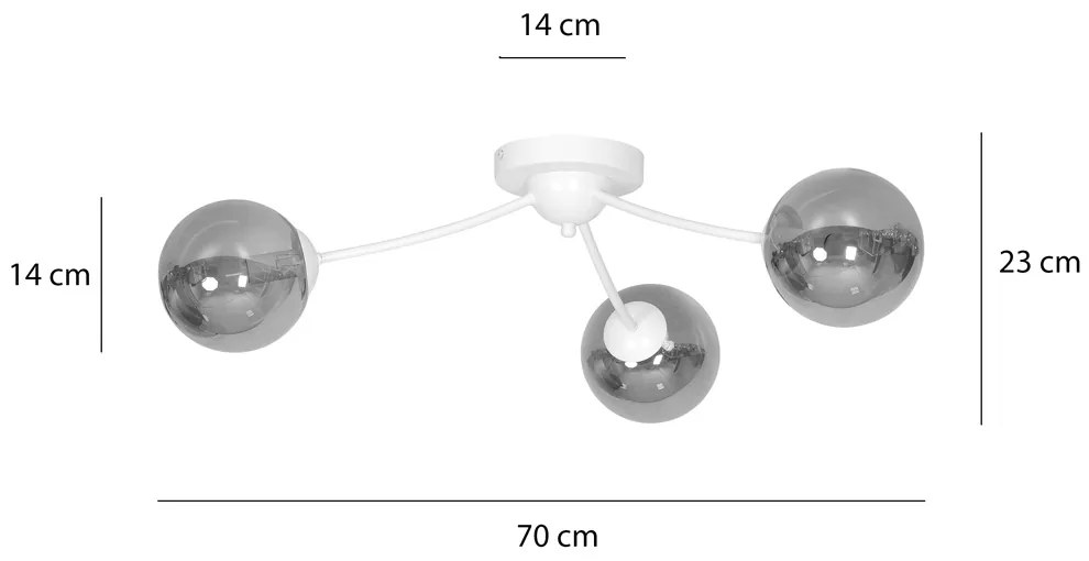 Lustra Plafon Bamba 3 Wh Grafit 547/3 Emibig Lighting, Modern, E14, Polonia