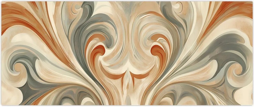 Tablou - Vârtejuri în culori pământii (120x50 cm)