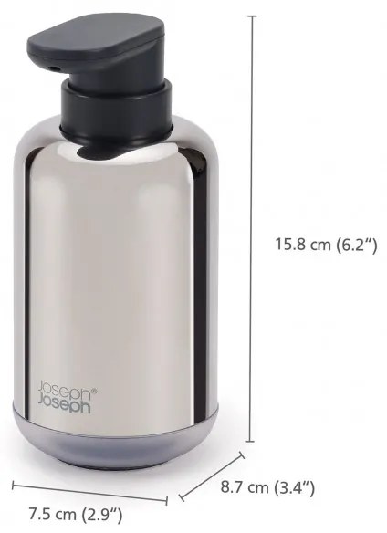 Dozator pentru sapun lichid Joseph Joseph EasyStore Luxe 70582, 300 ml, Otel inoxidabil, Gri/Inox