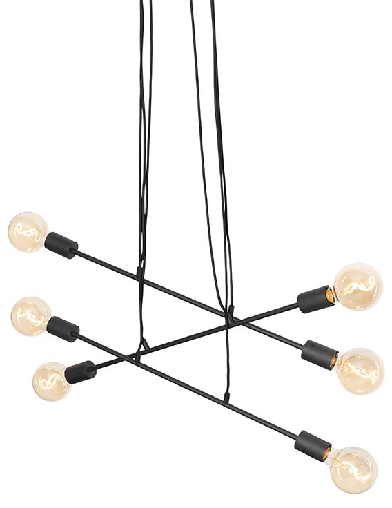 Lampă modernă cu pandantiv neagră 80 cm cu 6 lumini - Sydney
