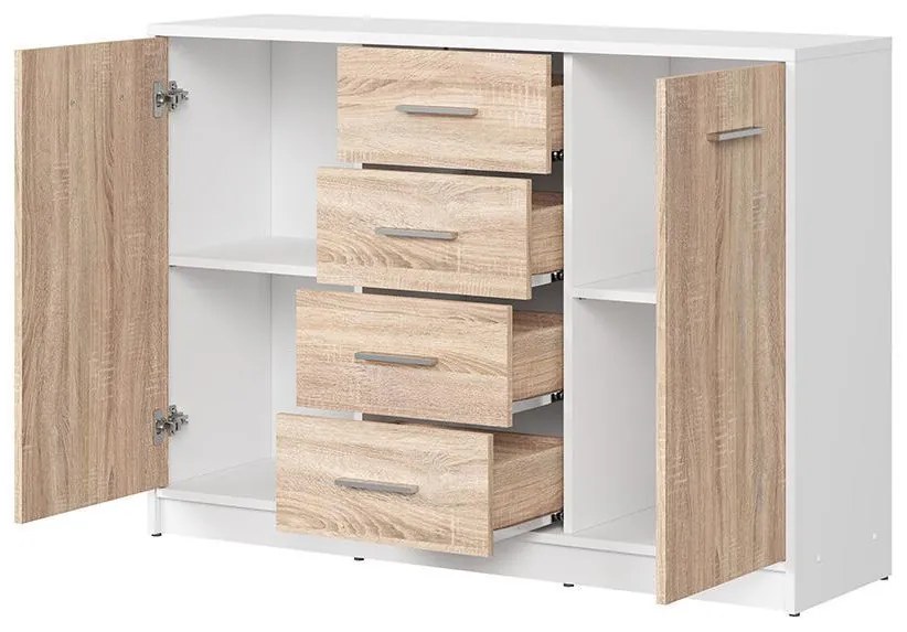 Comodă Nepo Plus 6 (alb + stejar sonoma) . 1098297