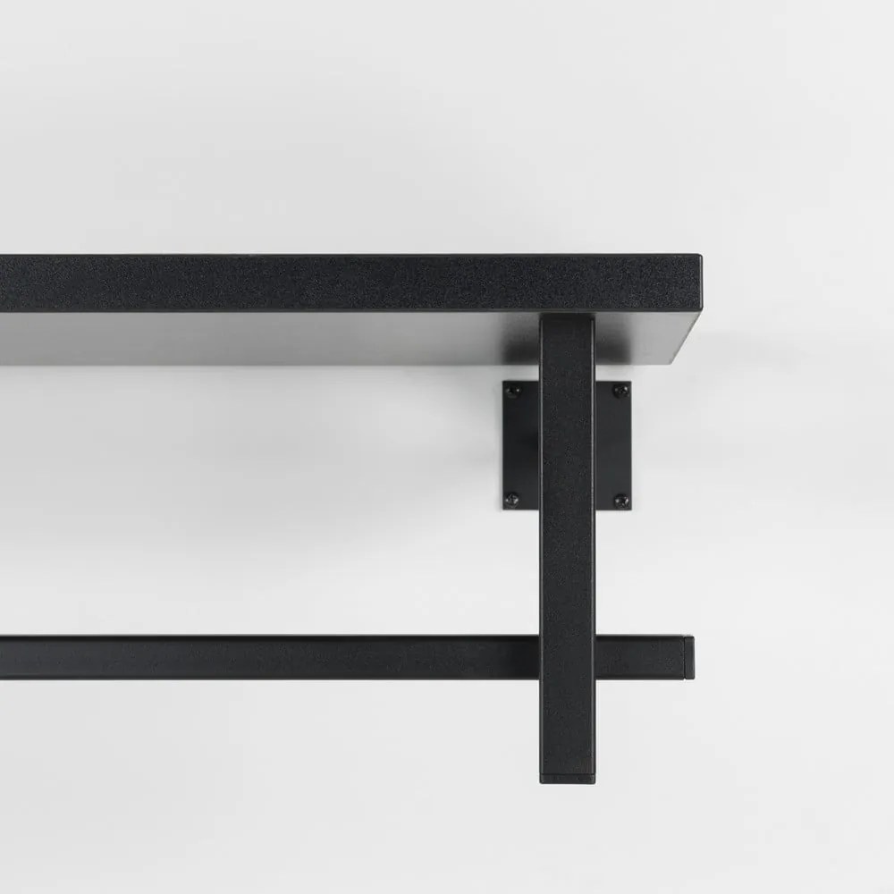 Cuier de perete negru cu raft din metal 76 cm Simplon – Spinder Design
