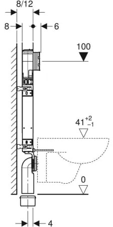 Rezervor incastrat Geberit Sigma Kombifix 8 cm, H109 cm, pentru vas wc suspendat - GEB110.792.00.1