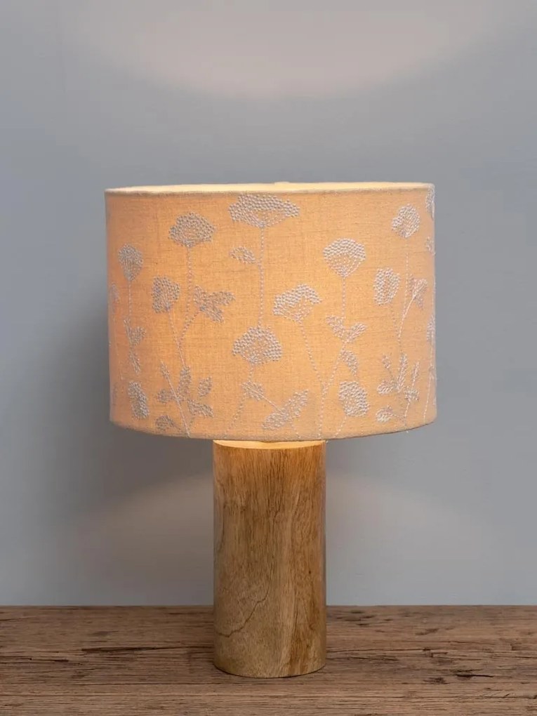 Lampa de masa, din lemn de mango, cu abajur din bumbac, Manon