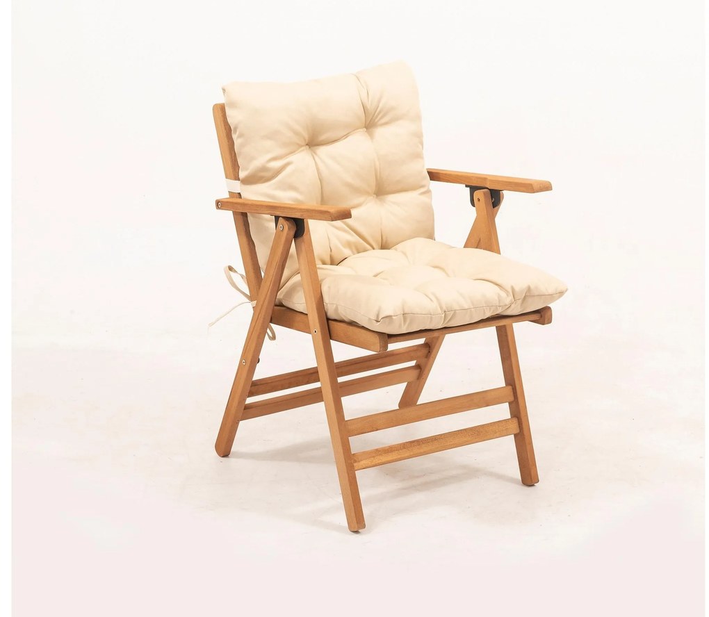 Set mobilier de grădină masă și scaune Kikadu 2 (natural + crem) (pentru 2 persoane). 1093856