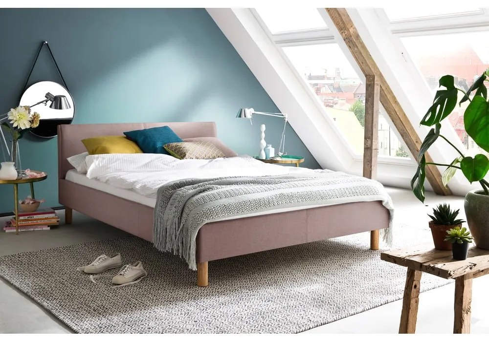 Pat roz tapițat fără somieră 120x200 cm Lena – Meise Möbel