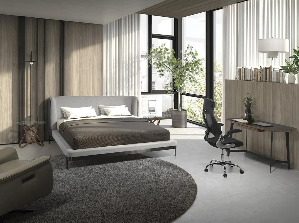 Pat dublu tapitat design LUX Light grey 180x200cm