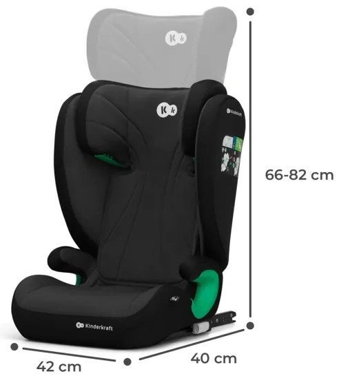 Scaun auto KINDERKRAFT JUNIOR FIX 2 (100-150 cm) Graphite black