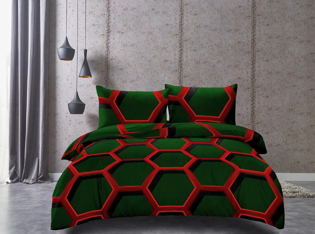 Lenjerie de pat din microfibra Culoare verde inchis, ZORINO