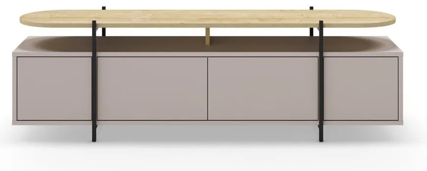 Masă TV gri/bej cu aspect de lemn de stejar 160x48 cm Hinoa – Marckeric