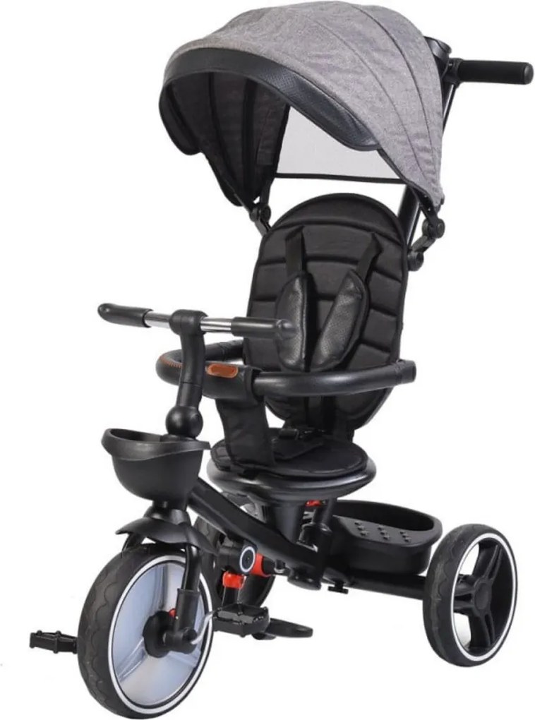 Tricicleta pliabila cu copertina NOVOKIDS™ Classico Trike , Pedale si maner pentru parinti, Scaun reversibil cu rotire 360 grade , Functie Free