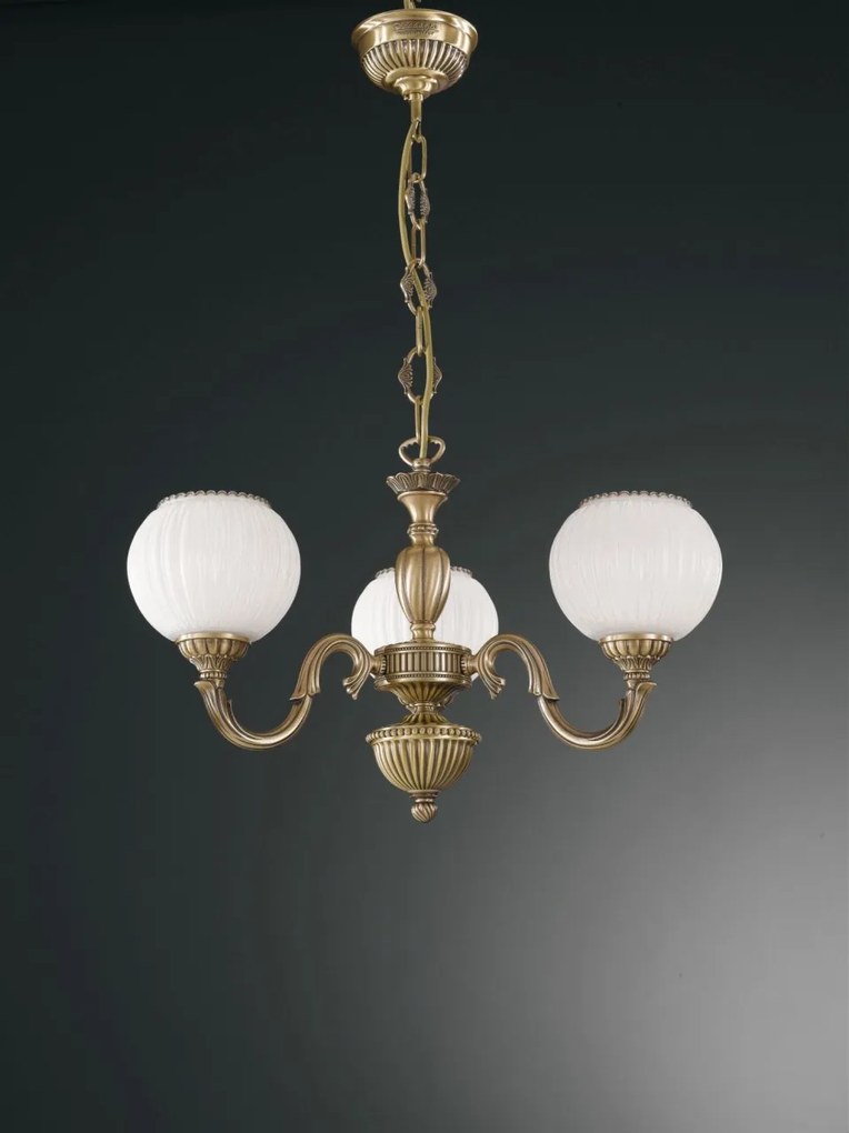 Candelabru clasic design italian din alama, sticla 9250 RA-L. 9250/3