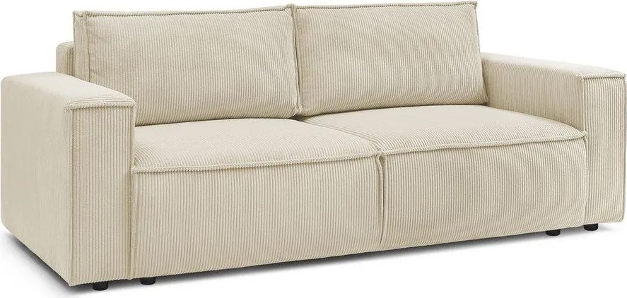 Canapea bej extensibilă cu tapițerie din catifea reiată 245 cm Nihad – Bobochic Paris