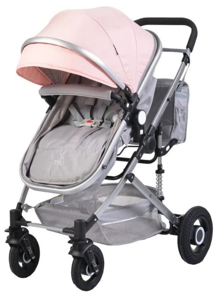 Carucior nou nascuti 2 in 1 NOVOKIDS™ Ciarra Silver PRO , Cu geanta bebe, Cadru Aluminiu , Amortizoare, Roti din cauciuc plin AVE, Landou, Modul