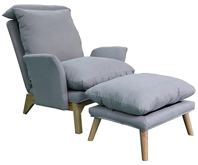 Fotoliu reclinabil cu taburet, Culoare Gri deschis / Natural ZANDER