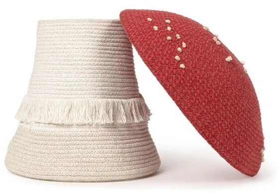 Coș de jucării pentru copii roșu-crem din material textil ø 38x33 cm Big Mushroom – Lorena Canals