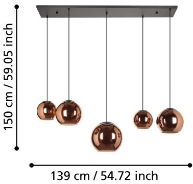 Lustră pe cablu Eglo 390388 CORDOBA 5xE27/40W/230V cupru