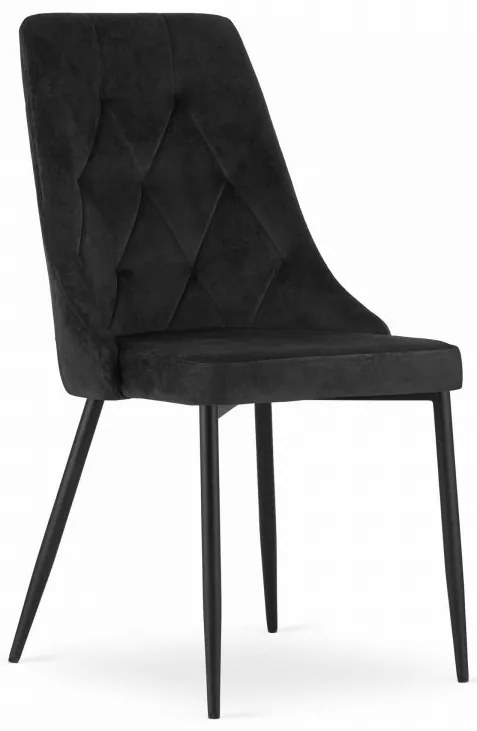 Set de sufragerie 1+4, masa neagra cu decor stejar auriu MADO 120x80cm si scaun de sufragerie din catifea neagra IMOLA