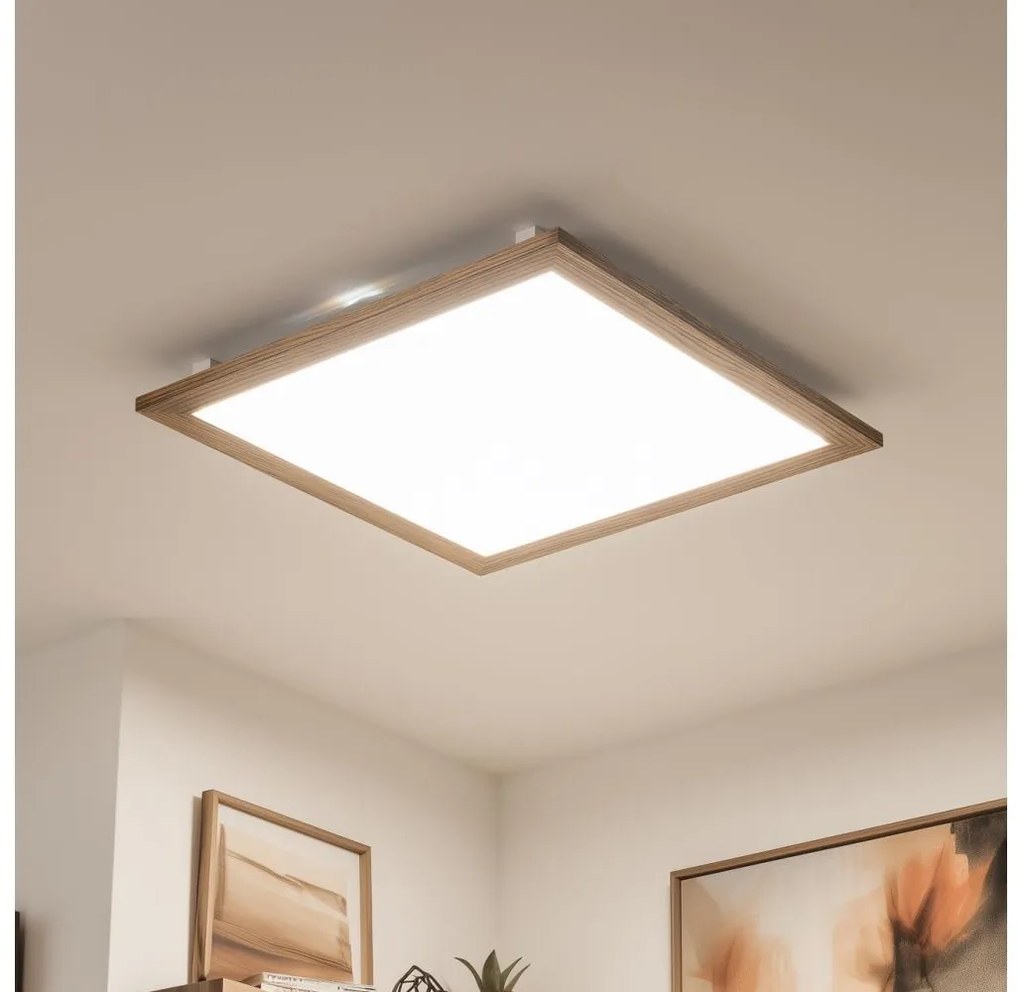 Plafonieră LED dimabilă Brilagi SLIMFRAME WOOD LED/58W/230V 64x64 cm + telecomandă
