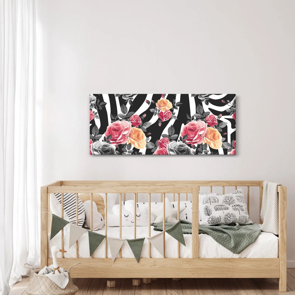 Tablou cu trandafiri înfloriți (120x50 cm)