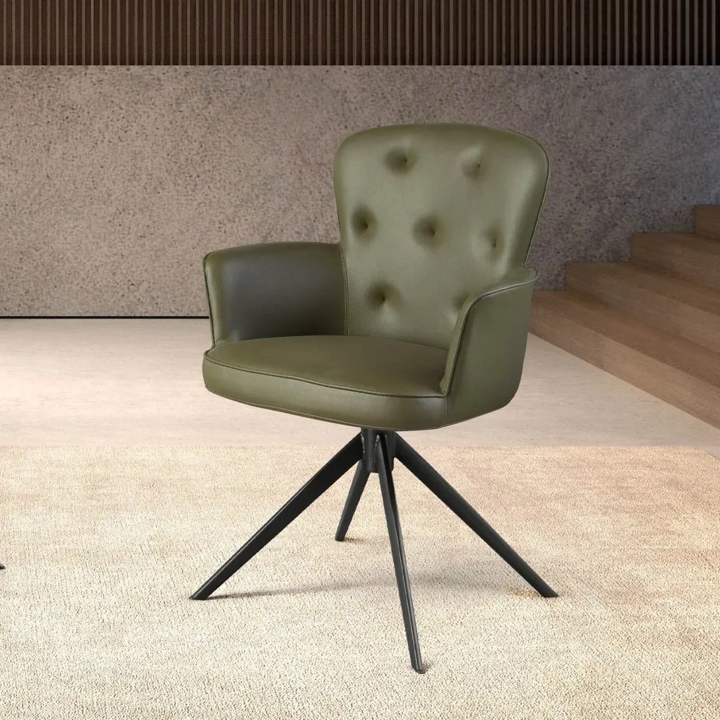 Scaun pivotant design LUX, Piele sintetica, Dark green