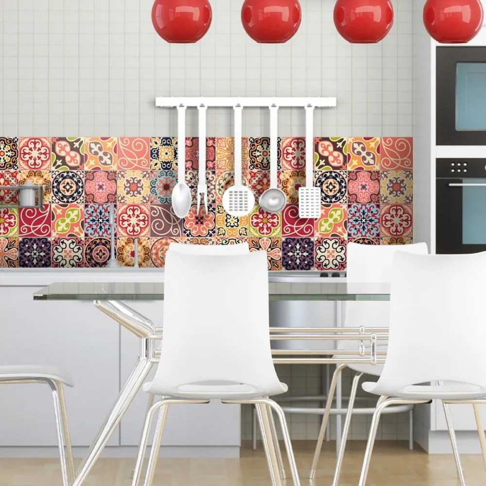 Set 30 autocolante de perete Ambiance Cement Tiles La Valette, 10 x 10 cm