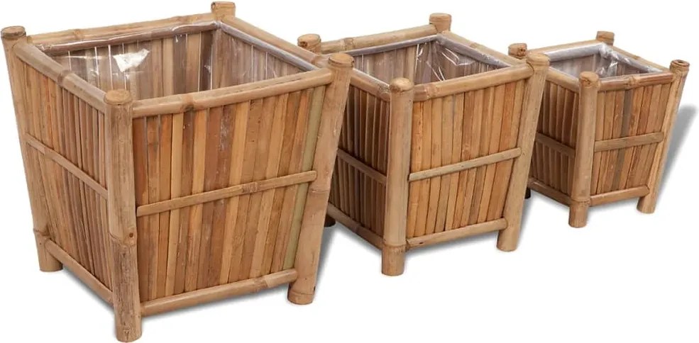 vidaXL Strat înălțat din bambus cu căptușeală din nailon, 3 buc.