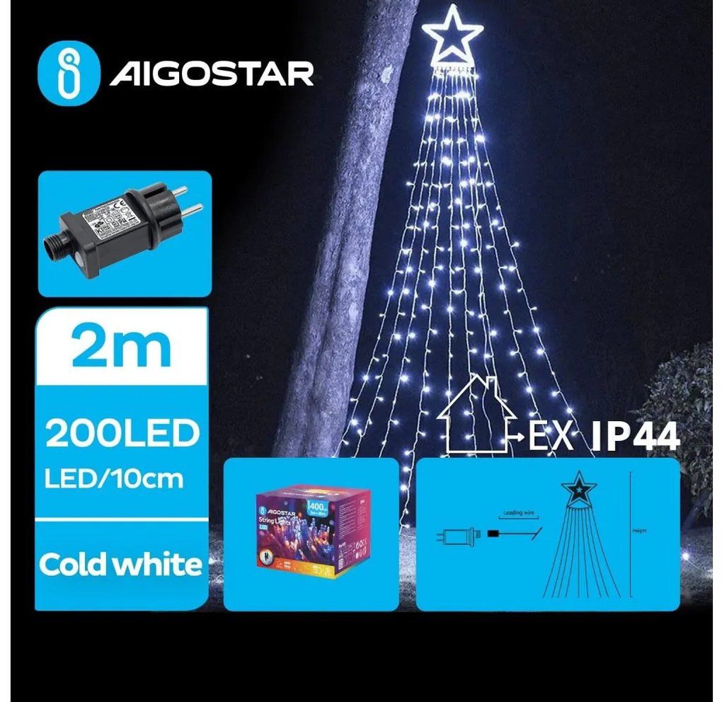 Decorațiune LED de Crăciun de exterior Aigostar LED/3,6W/230V 2m IP44 alb rece