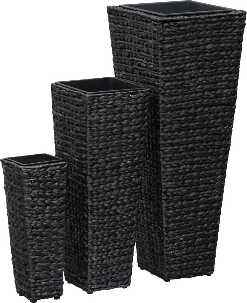 vidaXL Straturi înălțate, 3 buc., negru, zambilă de apă