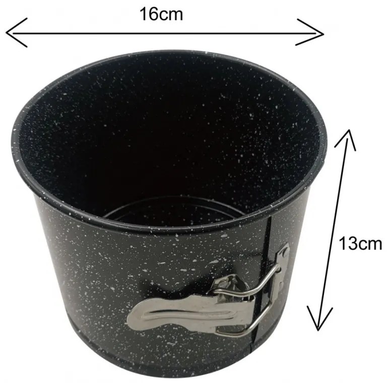 Forma de tort cu fund detasabil Kinghoff KH 1790, 16x13cm, Finisaj marmura, Otel carbon, Negru