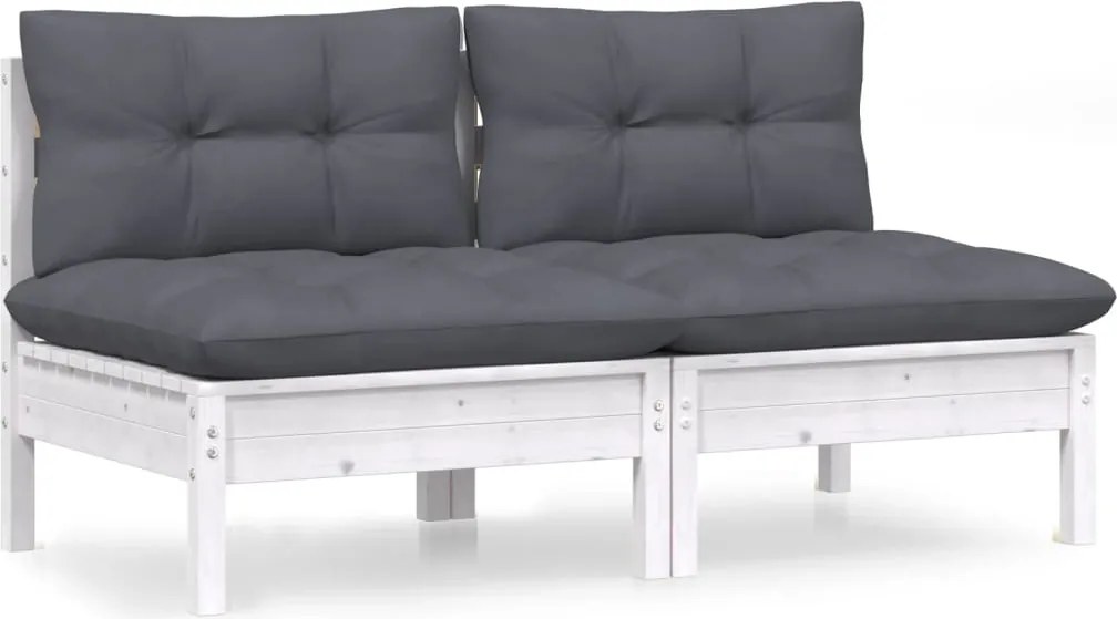 vidaXL Canapea de grădină 2 locuri cu perne antracit lemn masiv pin