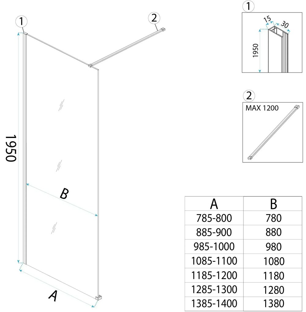 Paravan de dus Rea Flexi Grey / Brush Gold 100